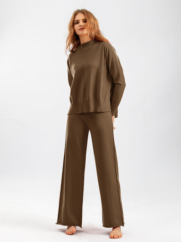 Basic Bae Mock Neck Long Sleeve Top and Pants Sweater Set - 1985 the VAULT Boutique