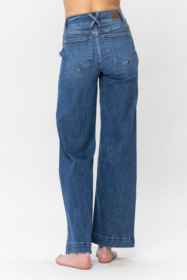 Judy Blue Full Size Double Button Wide Leg Jeans - 1985 the VAULT Boutique