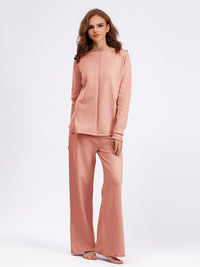 Basic Bae Rolled Round Neck Top and Pants Sweater Set - 1985 the VAULT Boutique