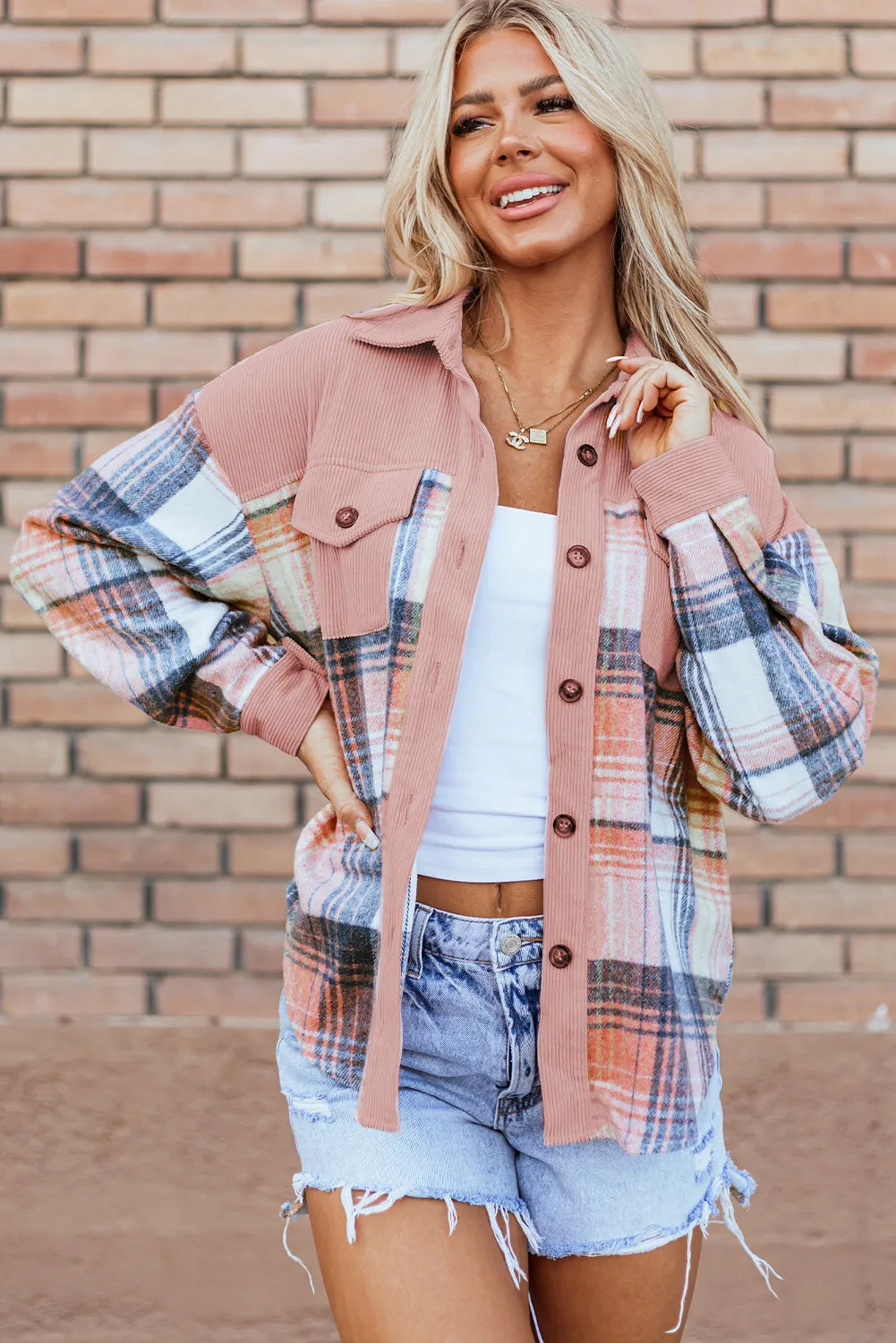 Plaid Button Up Long Sleeve Shacket - 1985 the VAULT Boutique