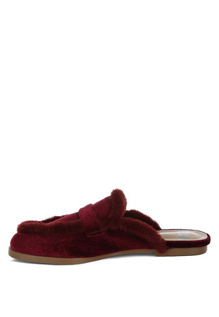 Seyhan Fur Detail Velvet Slip-On Mules - 1985 the VAULT Boutique