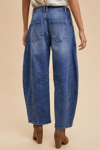 Annie Wear Mid Rise Barrel Leg Jeans with Pockets - 1985 the VAULT Boutique