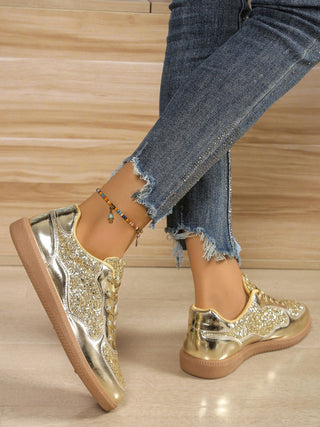 Sequin PU Leather Flat Sneakers - 1985 the VAULT Boutique