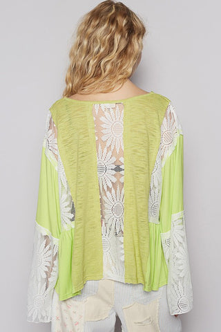 POL Lace Detail V-Neck Flare Sleeve Blouse - 1985 the VAULT Boutique