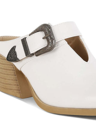 Holler Carved Buckle Statement Mules - 1985 the VAULT Boutique