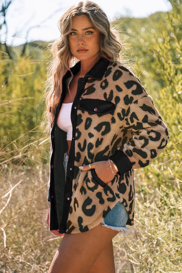 Leopard Button Up Long Sleeve Jacket - 1985 the VAULT Boutique