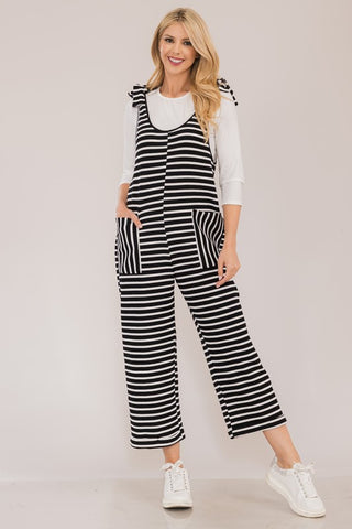 Celeste Full Size Striped Scoop Neck Overalls with Pockets - 1985 the VAULT Boutique