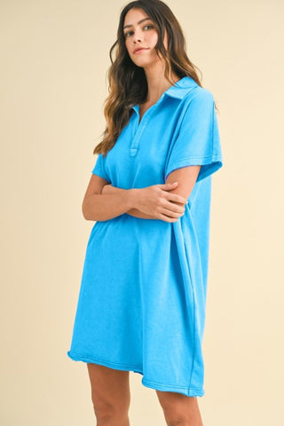 Annie Wear Mineral Washed Johnny Collar Short Sleeve Dress - 1985 the VAULT Boutique