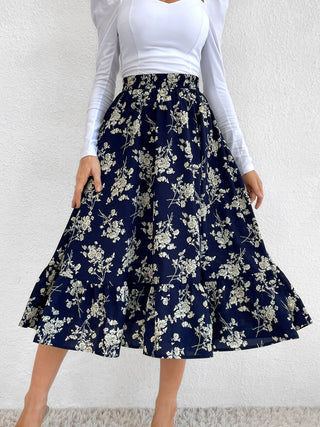 Printed Elastic Waist Midi Skirt - 1985 the VAULT Boutique