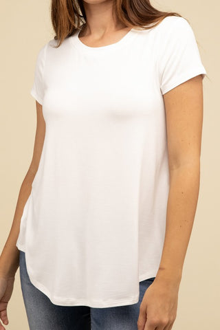 Basic Flowy Round Hem Rayon Short Sleeve Top - 1985 the VAULT Boutique