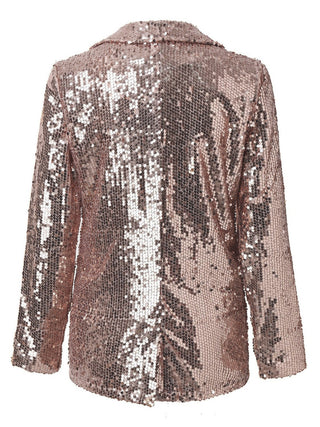 Sequin Lapel Collar Long Sleeve Blazer - 1985 the VAULT Boutique