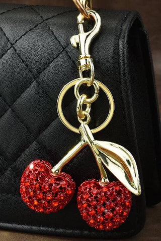 Red Rhinestone Cherry Purse Charm - 1985 the VAULT Boutique