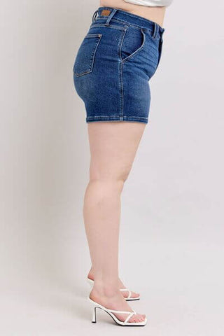 Judy Blue Full Size Double Button Waistband Denim Shorts Plus Size - 1985 the VAULT Boutique