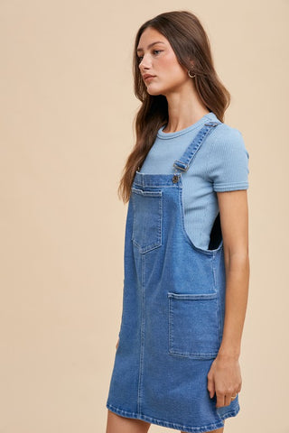 Annie Wear Wide Strap Denim Overall Dress with Pockets - 1985 the VAULT Boutique