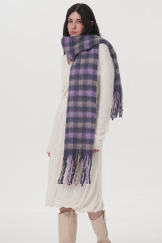 Fringe Plaid Polyester Scarf - 1985 the VAULT Boutique