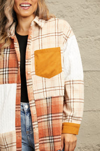 Double Take Plaid Color Block Dropped Shoulder Shacket - 1985 THE VAULT