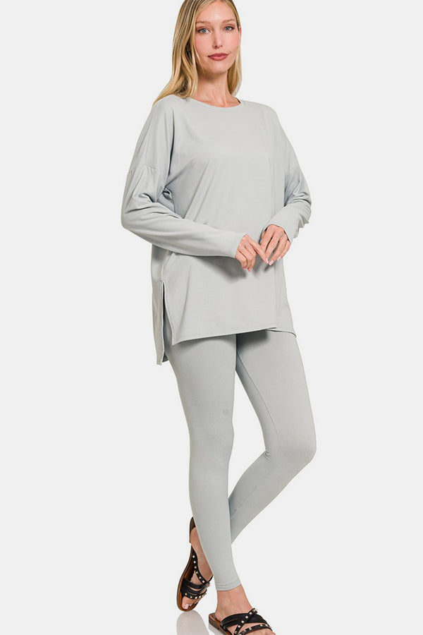 Zenana Full Size Brushed Microfiber Top and Leggings Lounge Set - 1985 the VAULT Boutique