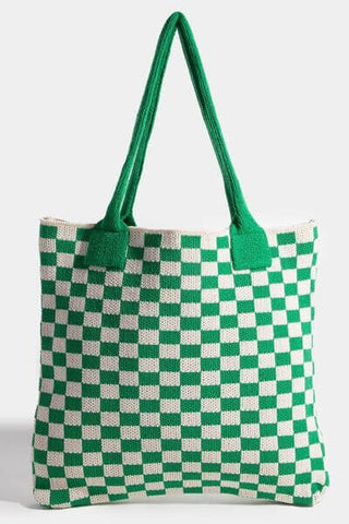 Fame Checkered Pattern Tote Bag - 1985 the VAULT Boutique