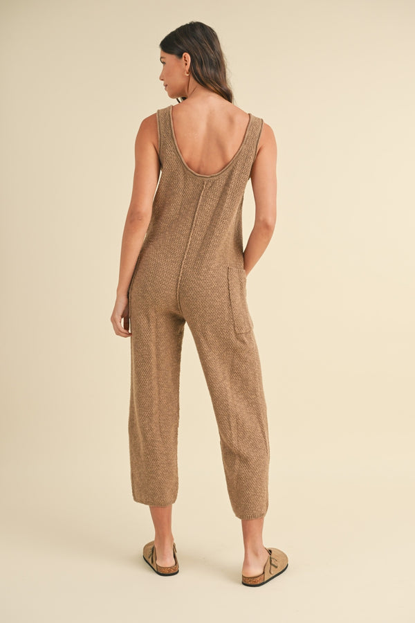 MABLE Sleeveless Knit Crop Jumpsuit with Pockets - 1985 THE VAULT