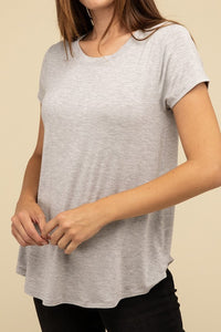 Basic Flowy Round Hem Rayon Short Sleeve Top - 1985 the VAULT Boutique