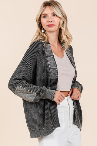 Mittoshop Contrast Patch Open Front Mineral Wash Cardigan - 1985 the VAULT Boutique