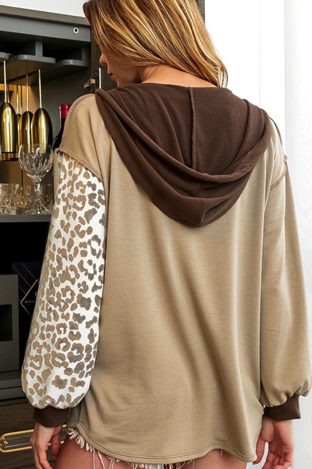 Leopard Drawstring Chest Pocket Hoodie - 1985 the VAULT Boutique