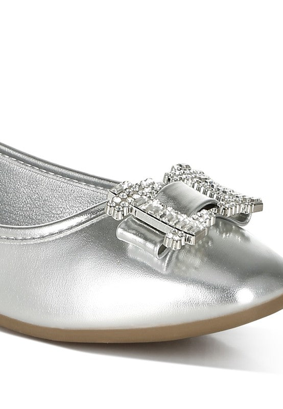 Navik Rhinestone Buckle Metallic Ballerinas - 1985 the VAULT Boutique