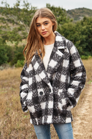 Fuzzy Boucle Textured Double Breasted Coat - 1985 the VAULT Boutique