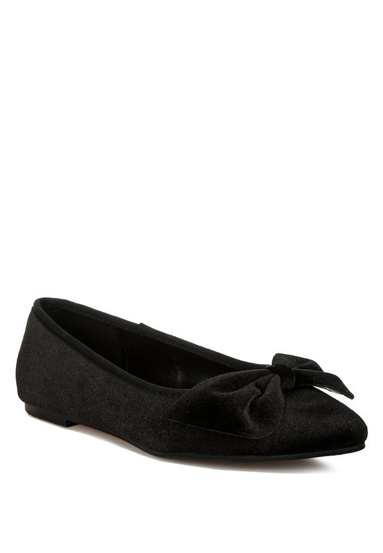 Pothos Luxurious Velvet Bow Ballerinas - 1985 the VAULT Boutique