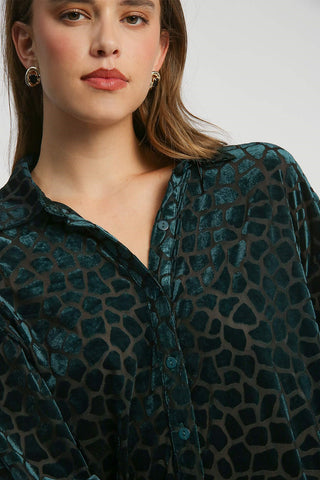 Umgee Animal Print Button Up Velvet Shirt - 1985 the VAULT Boutique