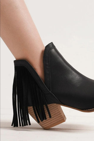 Beast Fashion Fringe Side V-Cut Ankle Booties - 1985 the VAULT Boutique