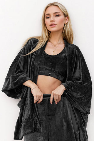 Basic Bae Buttery-Soft Bra, Open Front Cardigan and Shorts Set - 1985 the VAULT Boutique