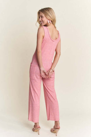 ADORA Ribbed V-Neck Wide Leg Jumpsuit with Pockets - 1985 the VAULT Boutique