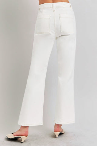 RISEN High Rise Ankle Flare Jeans with Patch Pockets - 1985 the VAULT Boutique