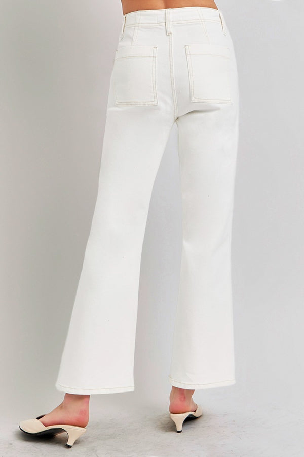 RISEN High Rise Ankle Flare Jeans with Patch Pockets - 1985 the VAULT Boutique