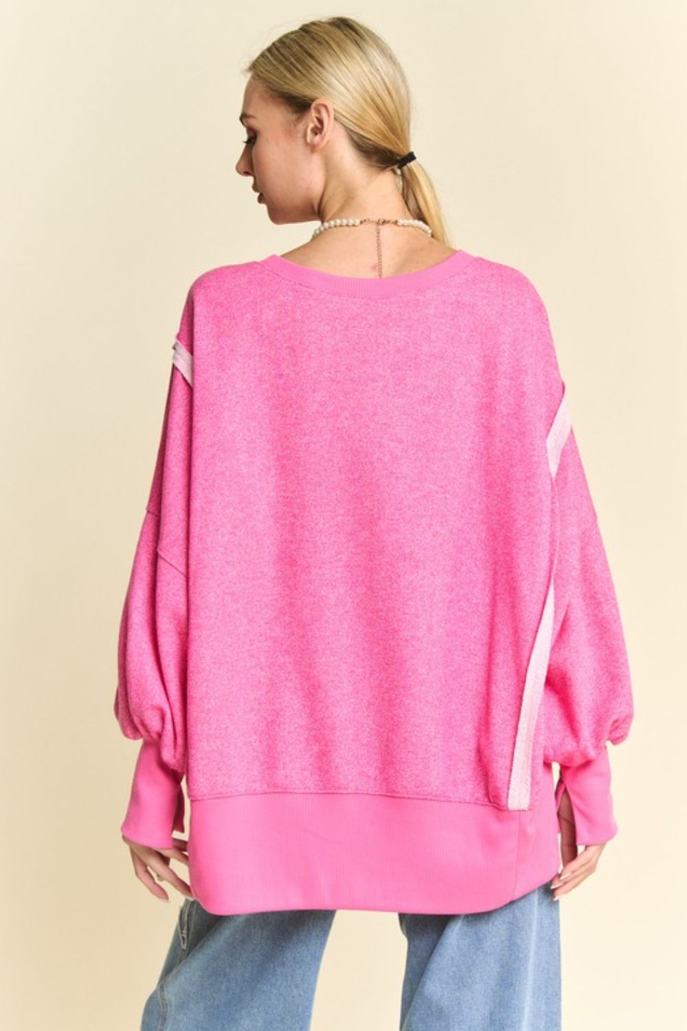 Davi & Dani Side Slit High-Low Lantern Sleeve Knit Top - 1985 the VAULT Boutique