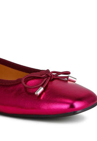 Primrose Metallic Pleather Bow Ballerinas - 1985 the VAULT Boutique