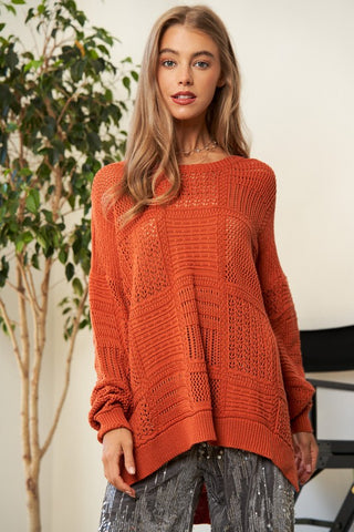 Davi & Dani Openwork Side Slit Drop Shoulder Knit Cover Up - 1985 the VAULT Boutique