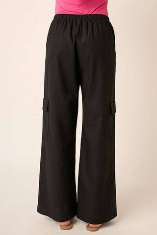 Mittoshop Linen Wide Leg Elastic Waist Cargo Pants - 1985 the VAULT Boutique