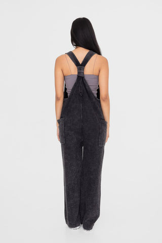 Mono B Mineral-Washed V Neck Overalls with Pockets - 1985 the VAULT Boutique