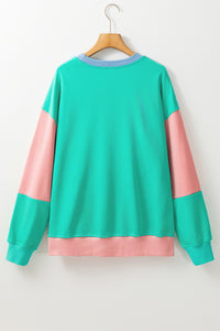 Color Block Round Neck Long Sleeve Sweatshirt - 1985 THE VAULT