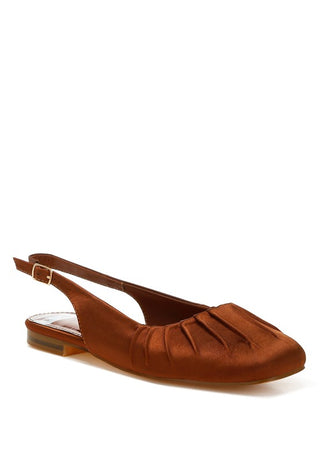 Cheeni Satin Square Toe Flat Slingbacks - 1985 the VAULT Boutique