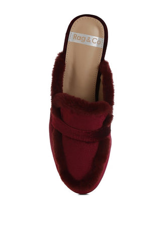 Seyhan Fur Detail Velvet Slip-On Mules - 1985 the VAULT Boutique