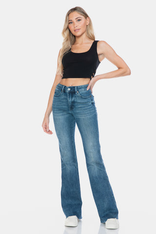 Judy Blue Full Size Tummy Control Cut Hem Flare Jeans - 1985 the VAULT Boutique