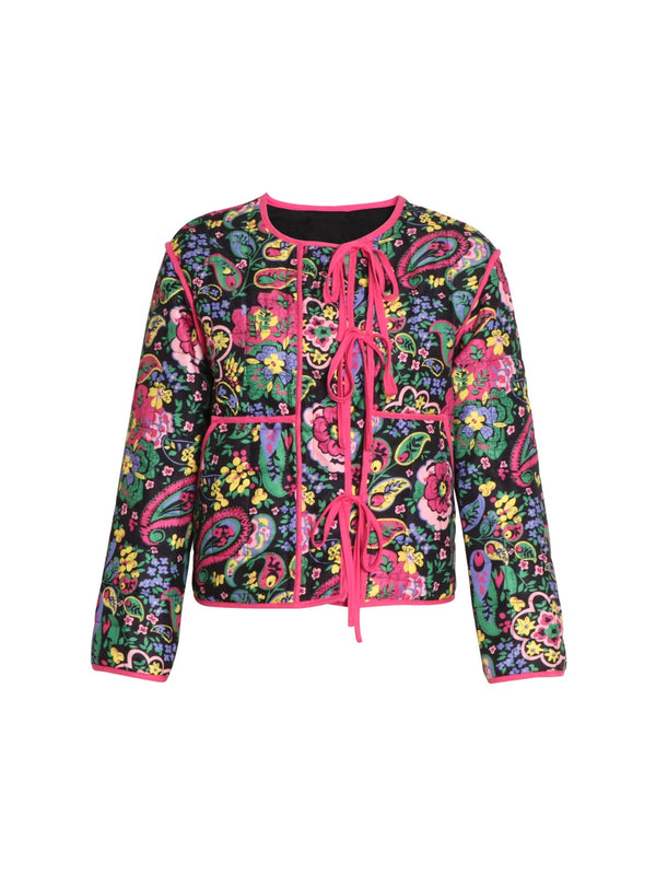 Tied Printed Long Sleeve Jacket - 1985 the VAULT Boutique