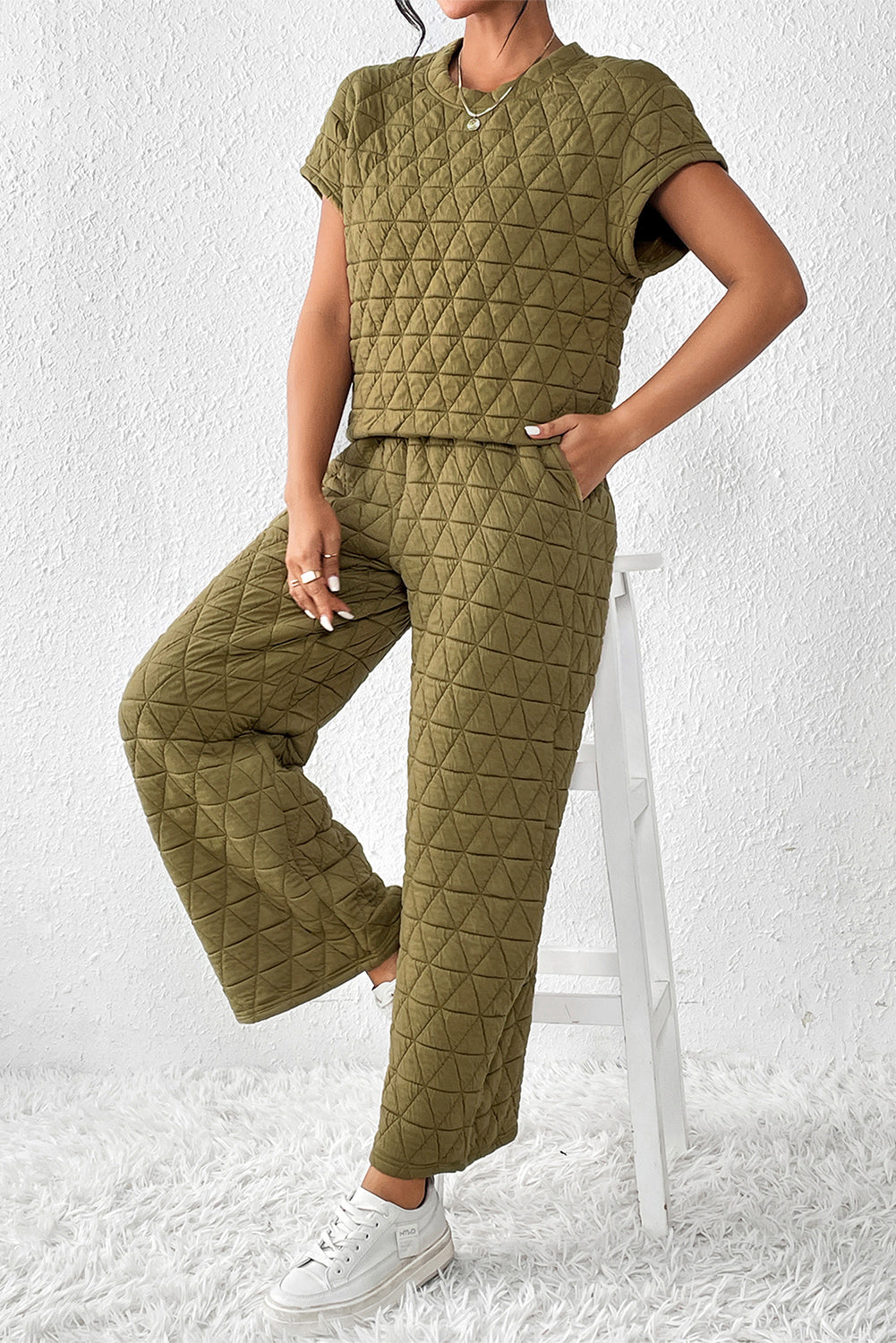 Short Sleeve Top and Pocketed Pants Lounge Set - 1985 the VAULT Boutique