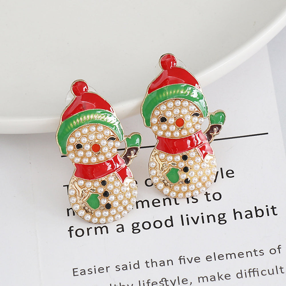 Snowman Rhinestone Alloy Earrings - 1985 the VAULT Boutique