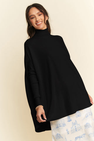 Davi & Dani High-Low Turtleneck Long Sleeve Knit Top - 1985 the VAULT Boutique