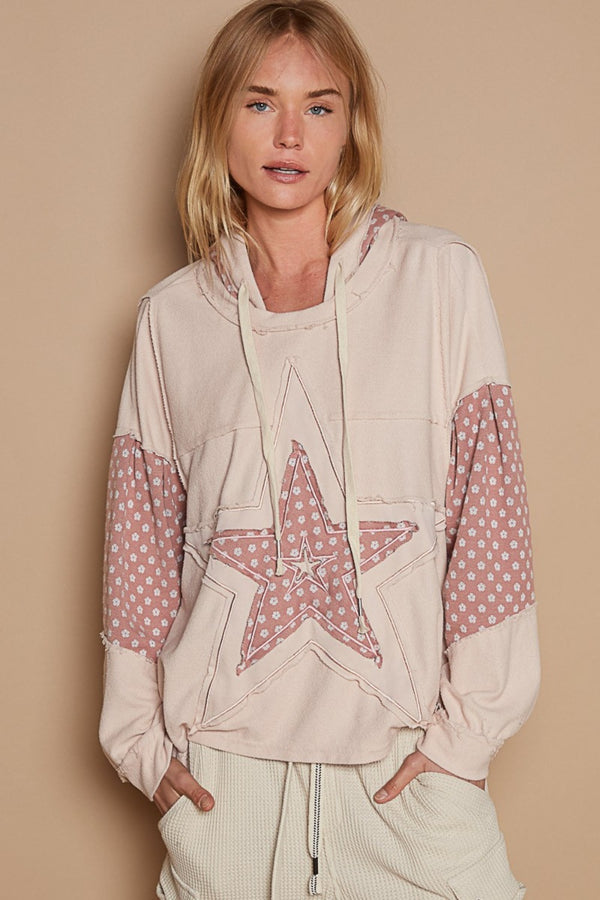 POL Star Patchwork Raw Edge French Terry Hoodie - 1985 the VAULT Boutique