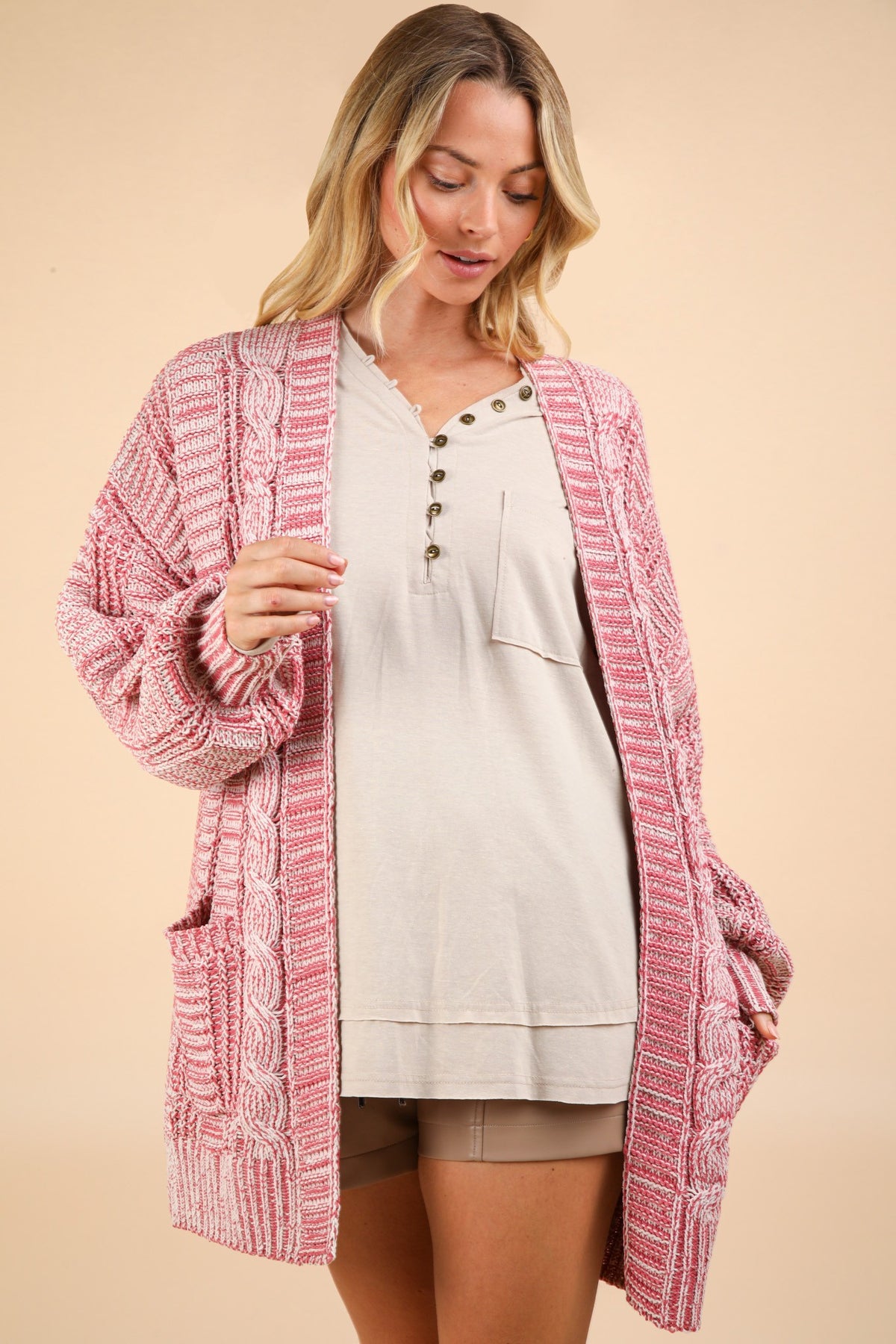 VERY J Cable Knit Open Front Cardigan - 1985 the VAULT Boutique